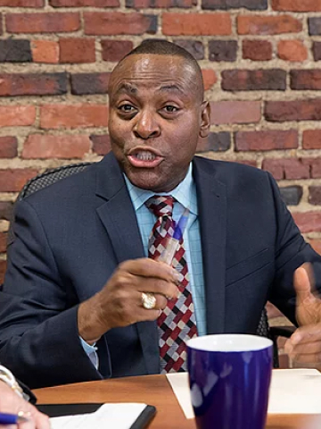 Team member talking during a meeting