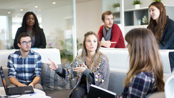 Group or workers discussing something