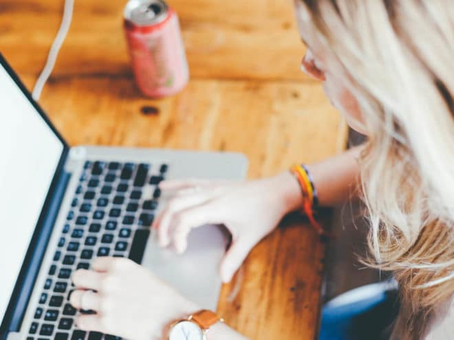 Woman working on her laptop