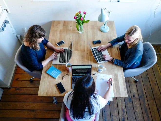 Coworkers at a table together