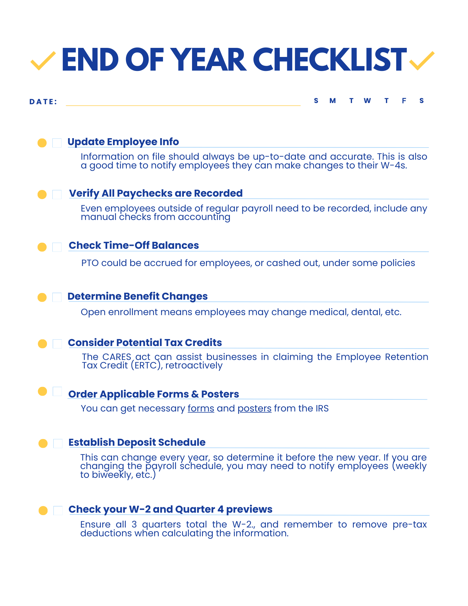 Payroll end of year checklist cip group
